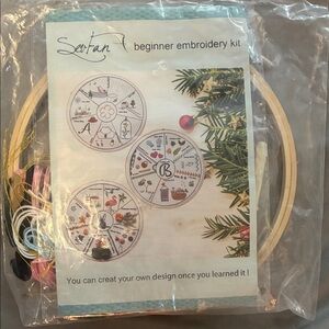 Beginner Embroidery Kit with Hoop and Threads